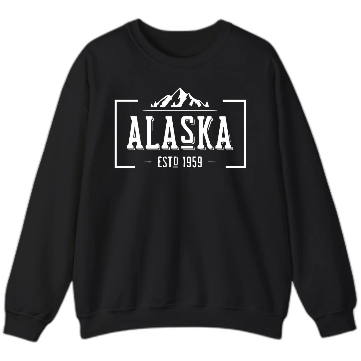 Alaska Mountain Vintage Badge Sweatshirt in Black