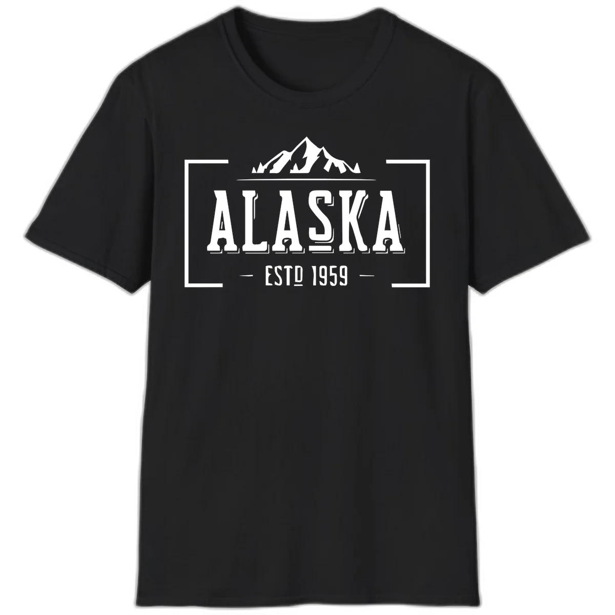 Alaska Mountain Vintage Badge T-Shirt in Black