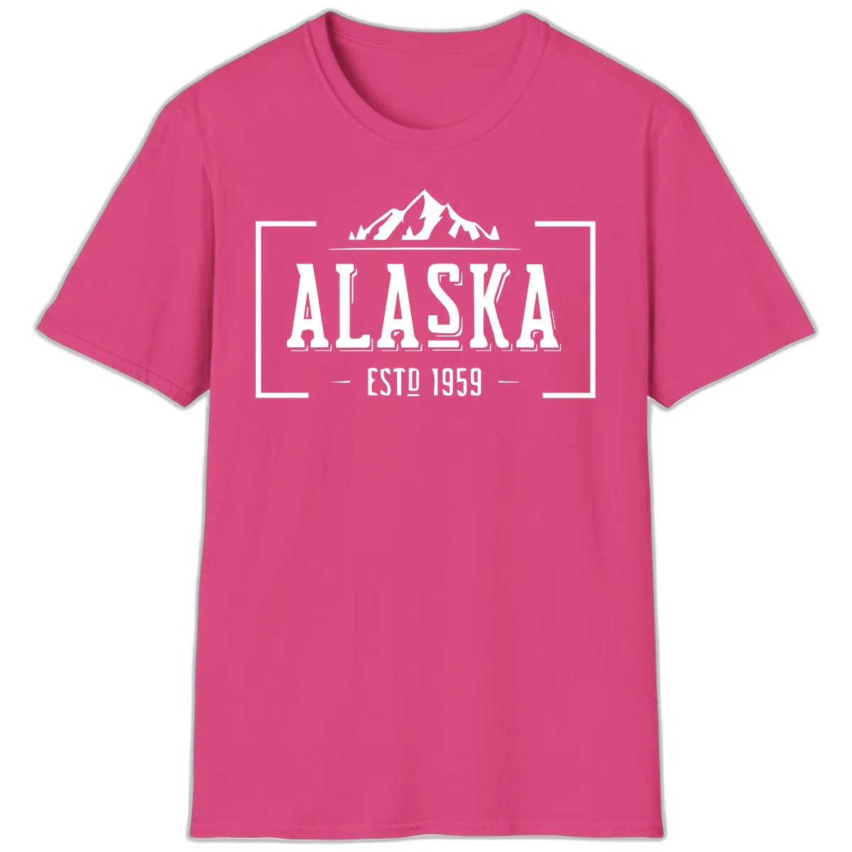 Alaska Mountain Vintage Badge T-Shirt in Heliconia