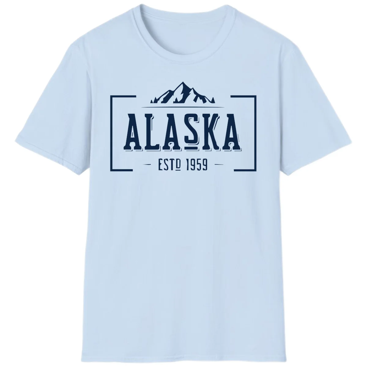 Alaska Mountain Vintage Badge T-Shirt in Light Blue