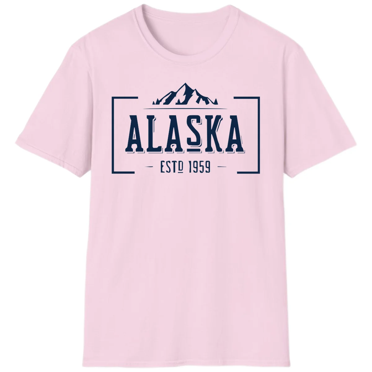 Alaska Mountain Vintage Badge T-Shirt in Light Pink