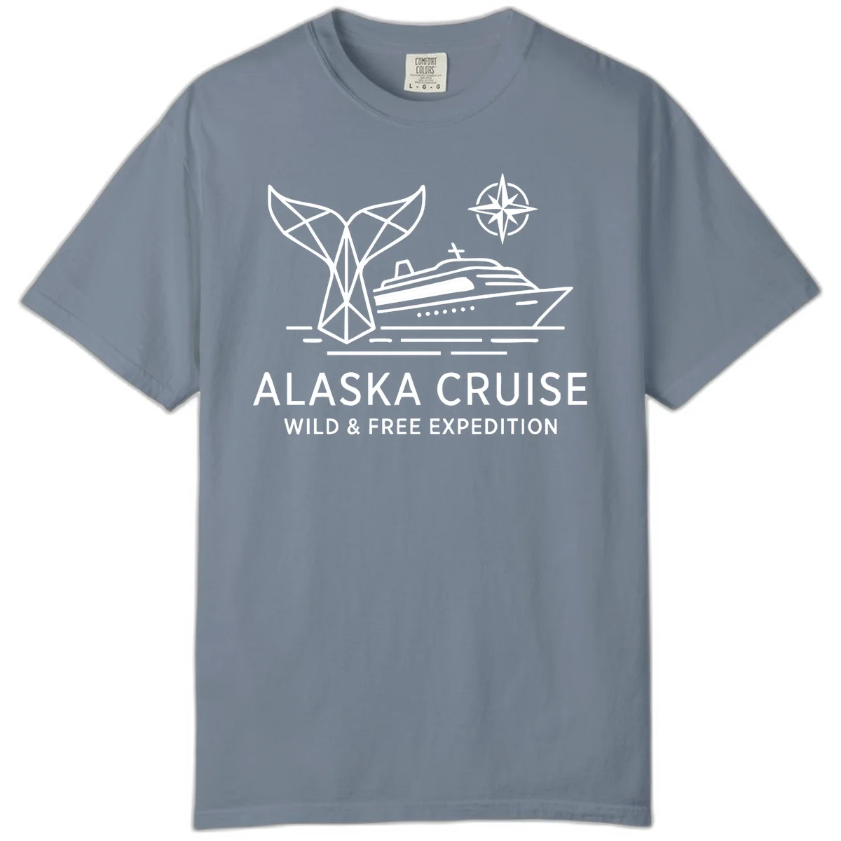 Alaska Wild & Free Expedition Cruise Comfort Color T-Shirt in Blue Jean