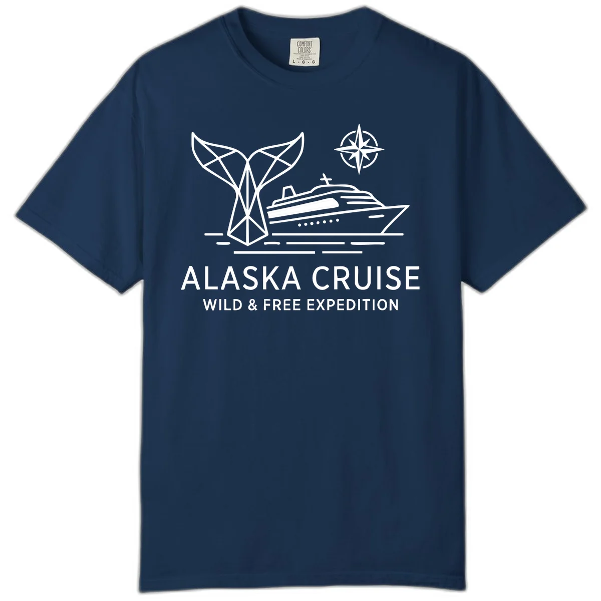 Alaska Wild & Free Expedition Cruise Comfort Color T-Shirt in Navy