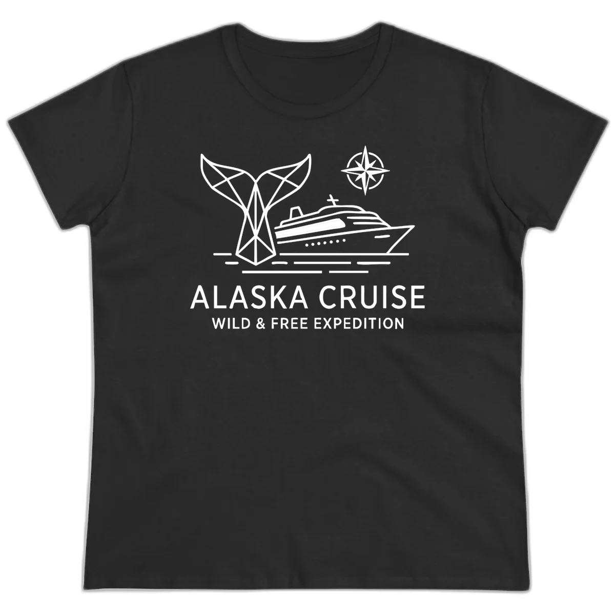 Alaska Wild & Free Expedition Cruise Ladies Tee in Black