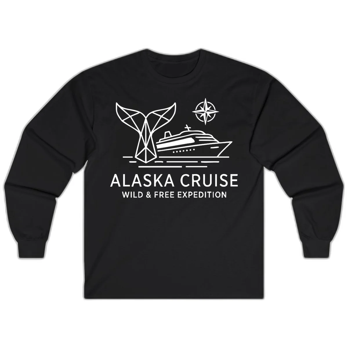 Alaska Wild & Free Expedition Cruise Long Sleeve Tee in Black