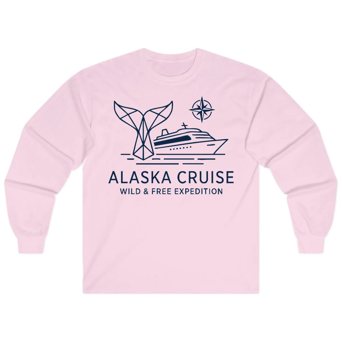 Alaska Wild & Free Expedition Cruise Long Sleeve Tee in Light Pink