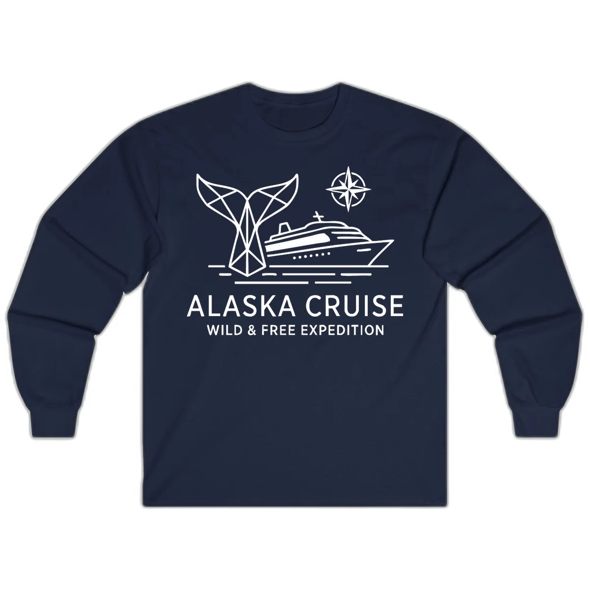 Alaska Wild & Free Expedition Cruise Long Sleeve Tee in Navy