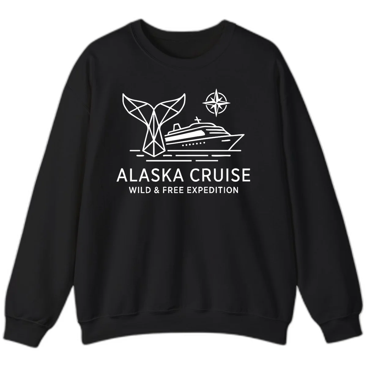 Alaska Wild & Free Expedition Cruise Crewneck Sweatshirt in Black