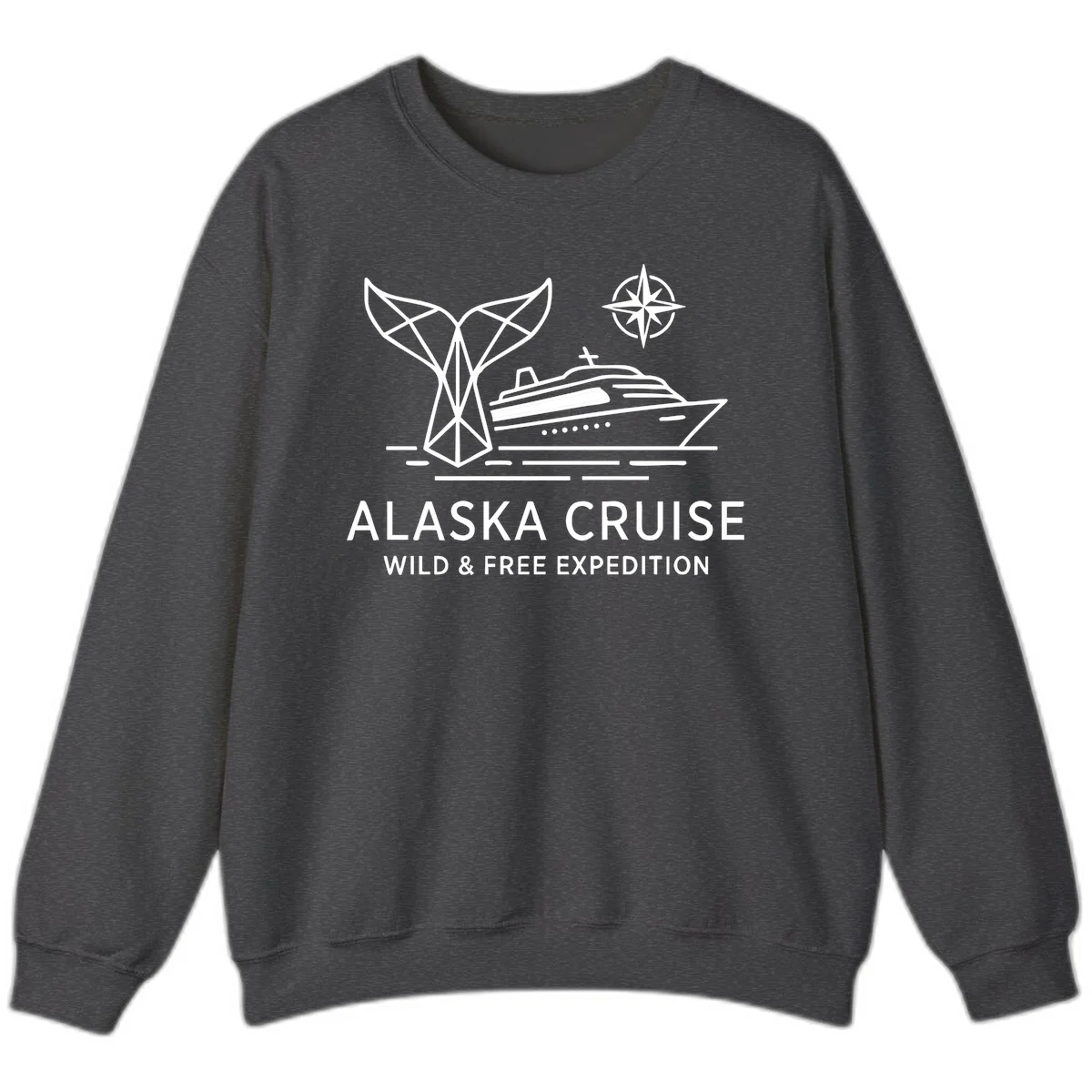 Alaska Wild & Free Expedition Cruise Crewneck Sweatshirt in Dark Heather