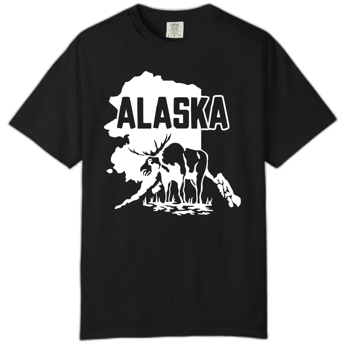 Alaska Wildlife & Map Adventure Comfort Color in Black