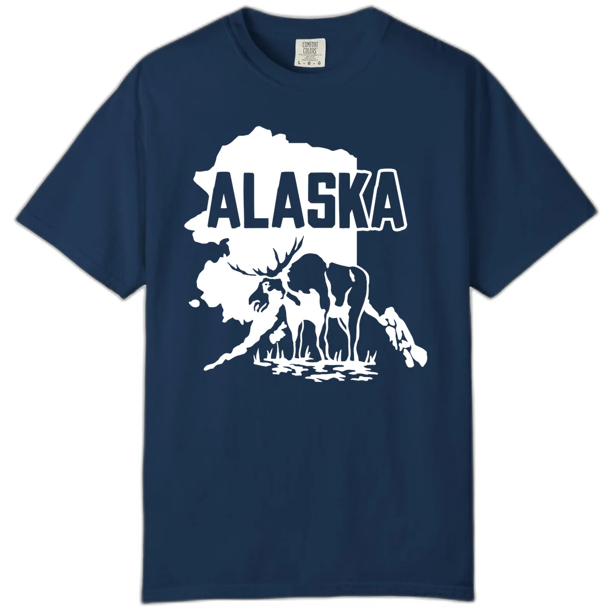 Alaska Wildlife & Map Adventure Comfort Color in Navy