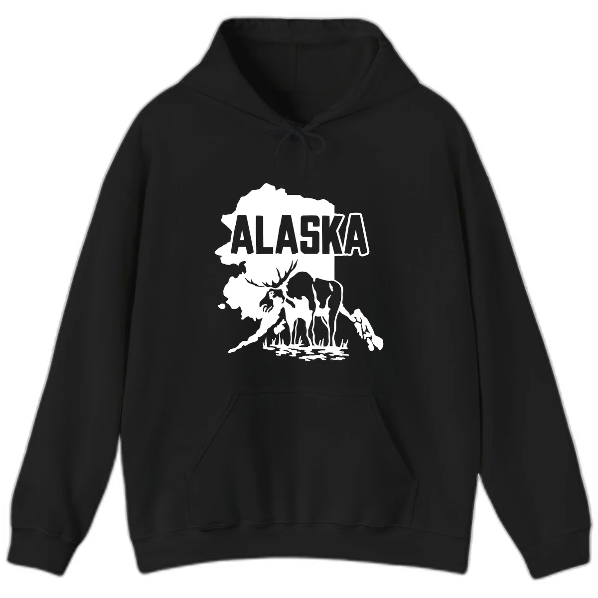 Alaska Wildlife & Map Adventure Hoodie in Black