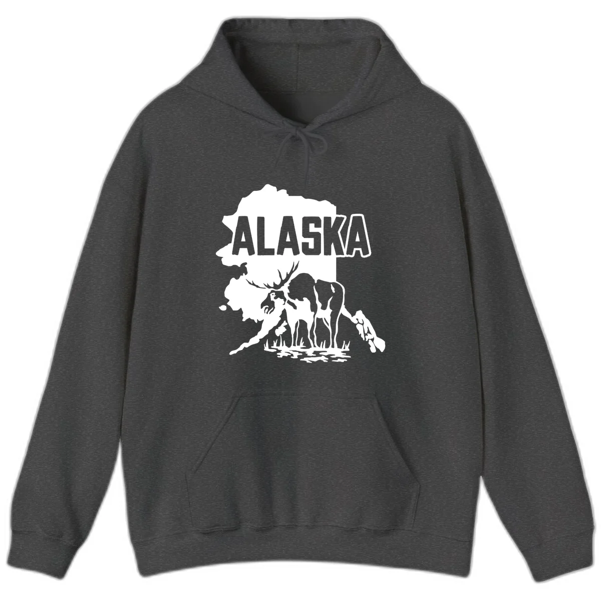 Alaska Wildlife & Map Adventure Hoodie in Dark Heather
