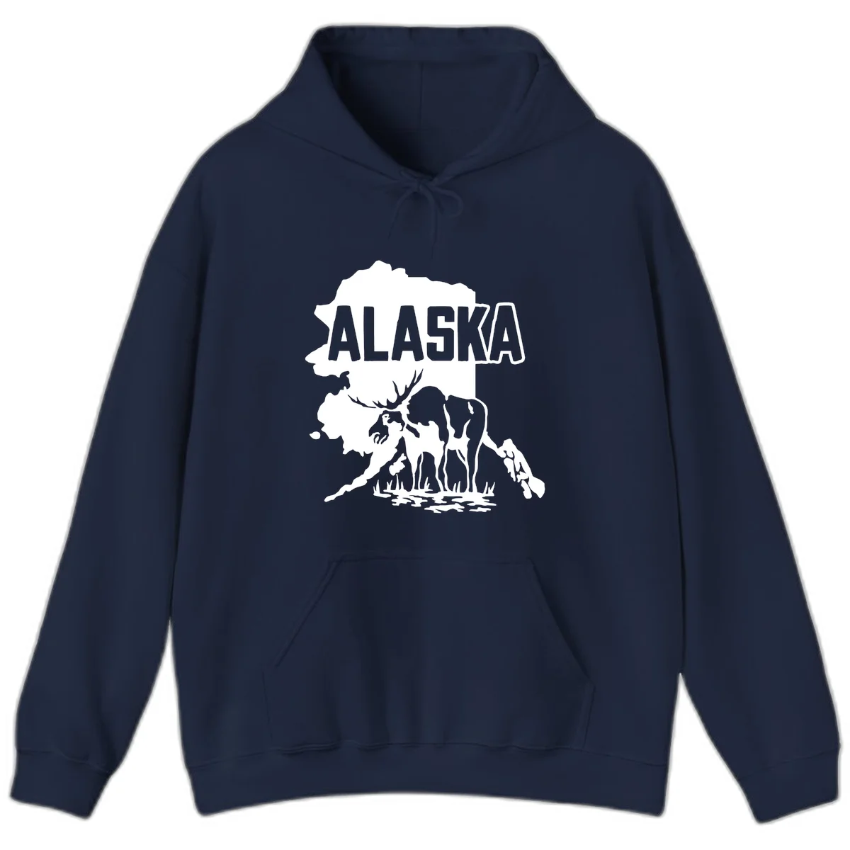 Alaska Wildlife & Map Adventure Hoodie in Navy