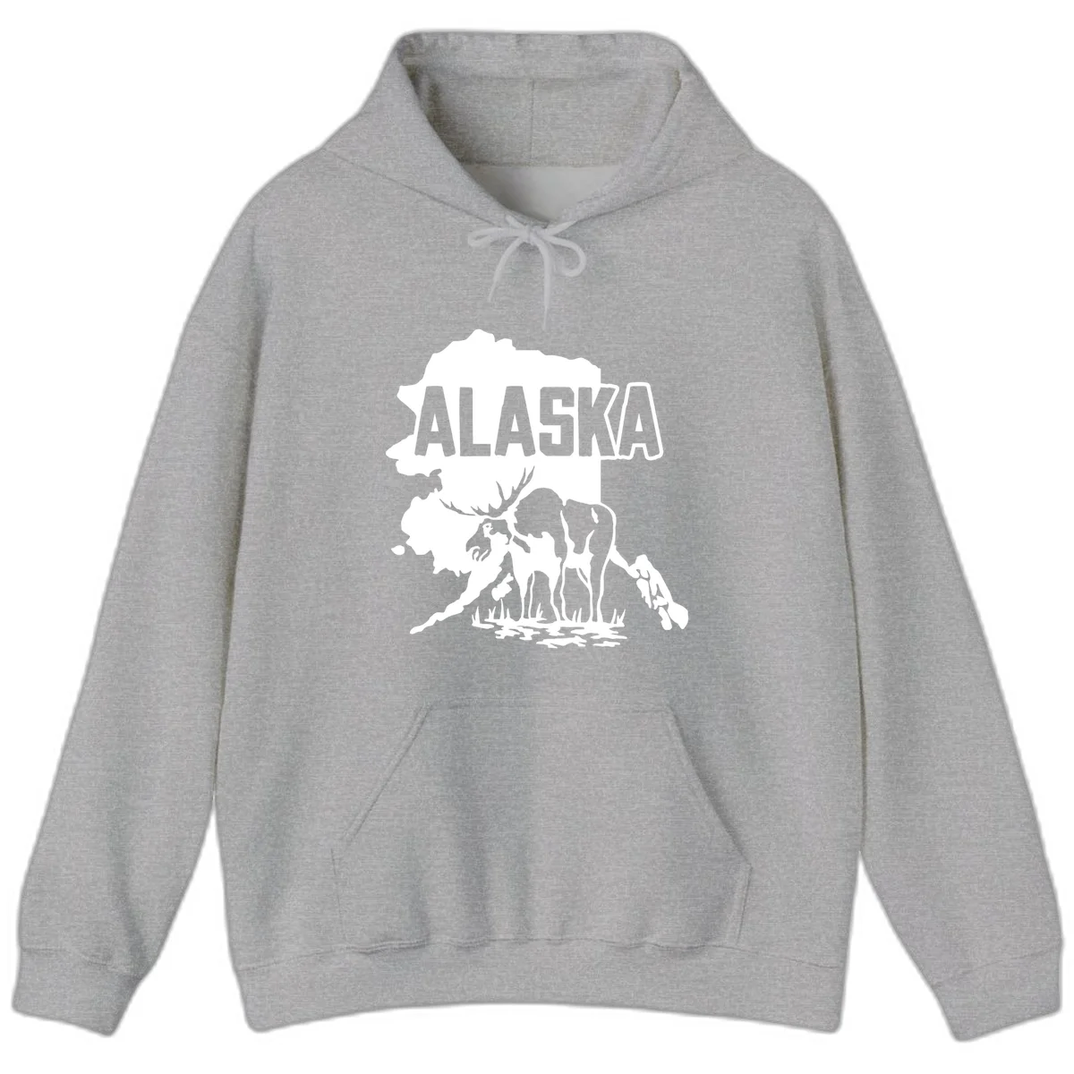 Alaska Wildlife & Map Adventure Hoodie in Sport Grey