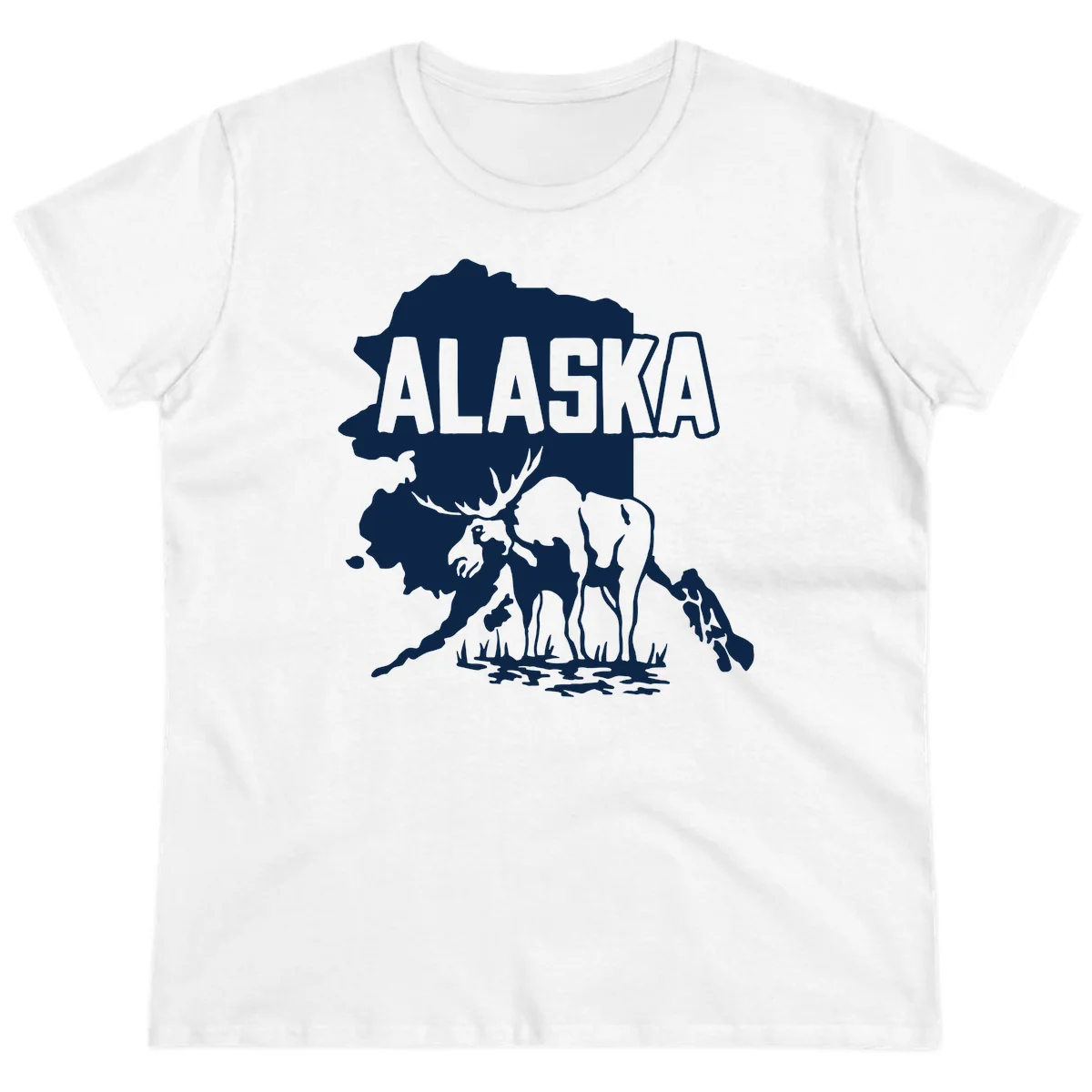 Alaska Wildlife & Map Adventure Ladies Tee in White