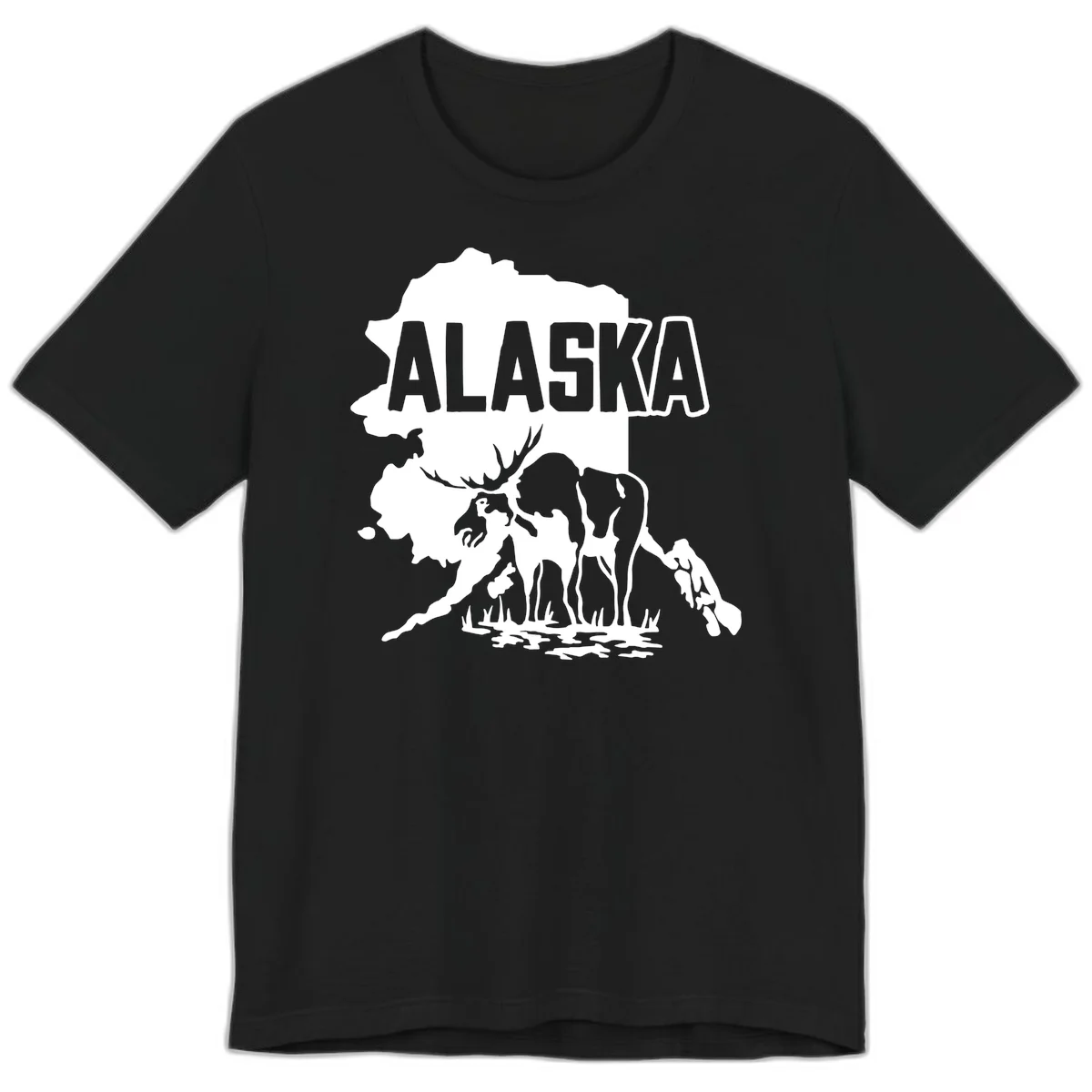 Alaska Wildlife & Map Adventure Premium Tee in Black