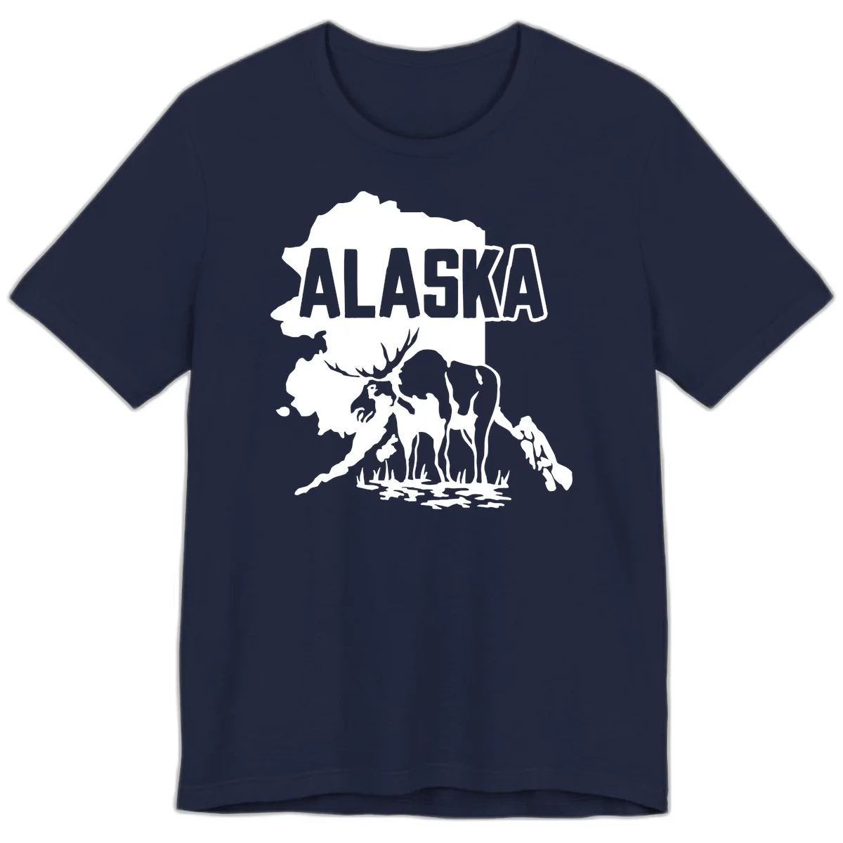 Alaska Wildlife & Map Adventure Premium Tee in Navy