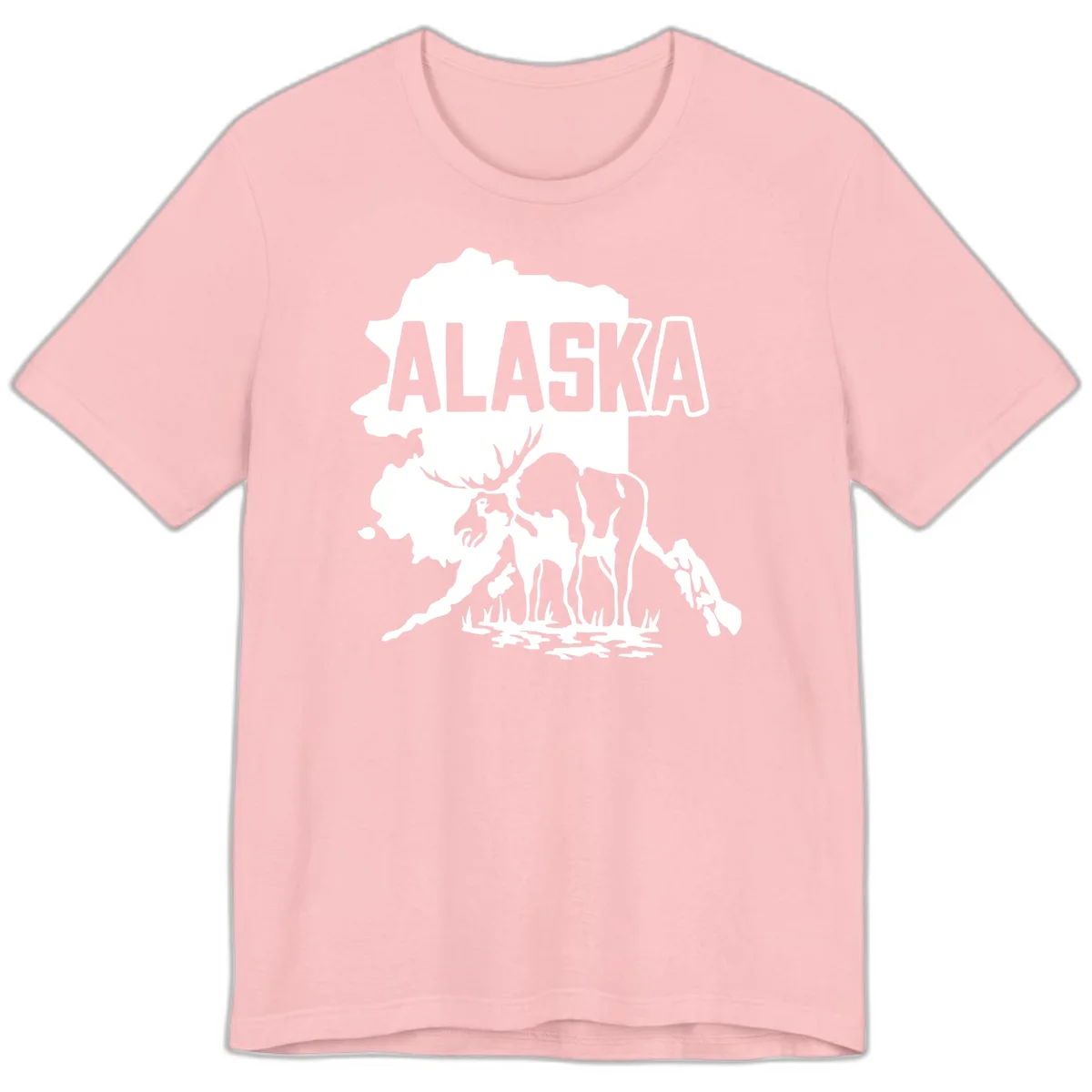 Alaska Wildlife & Map Adventure Premium Tee in Pink