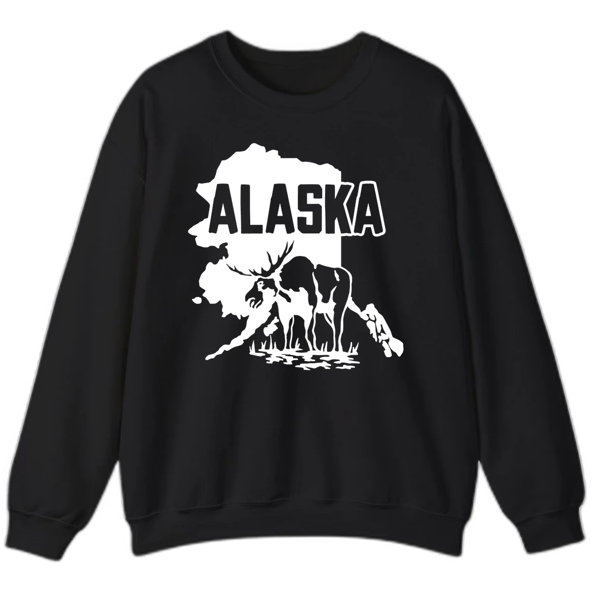 Alaska Wildlife & Map Adventure Sweatshirt in Black