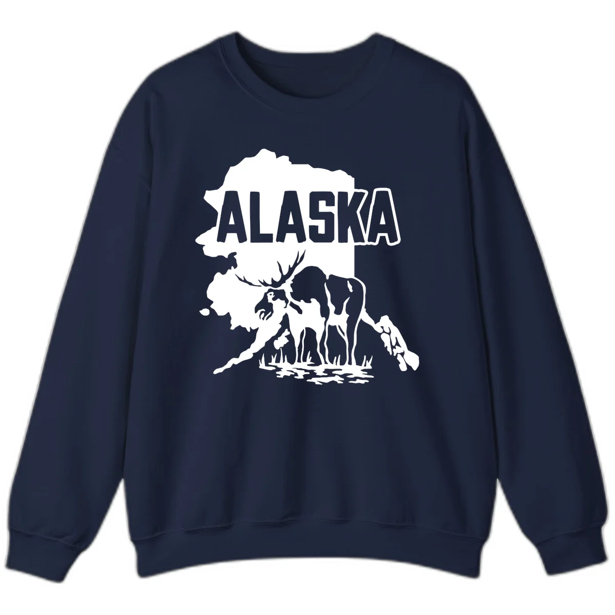 Alaska Wildlife & Map Adventure Sweatshirt in Navy