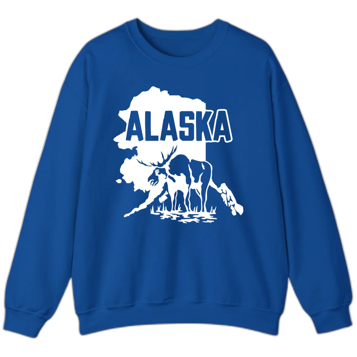 Alaska Wildlife & Map Adventure Sweatshirt in Royal