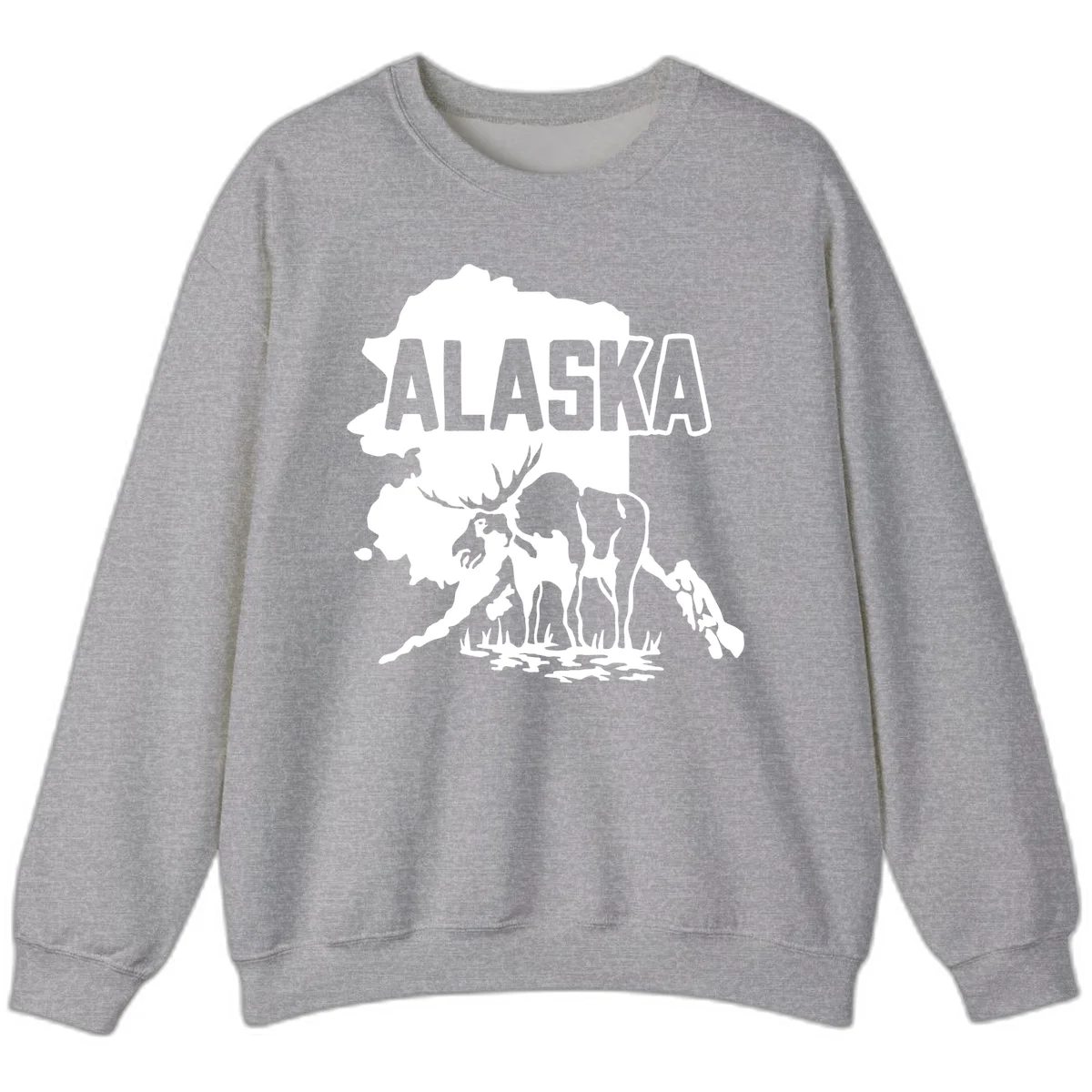 Alaska Wildlife & Map Adventure Sweatshirt in Sport Grey