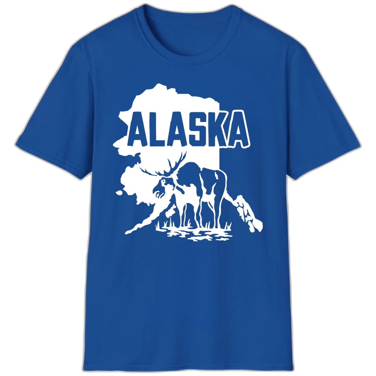 Alaska Wildlife & Map Adventure T-Shirt in Royal