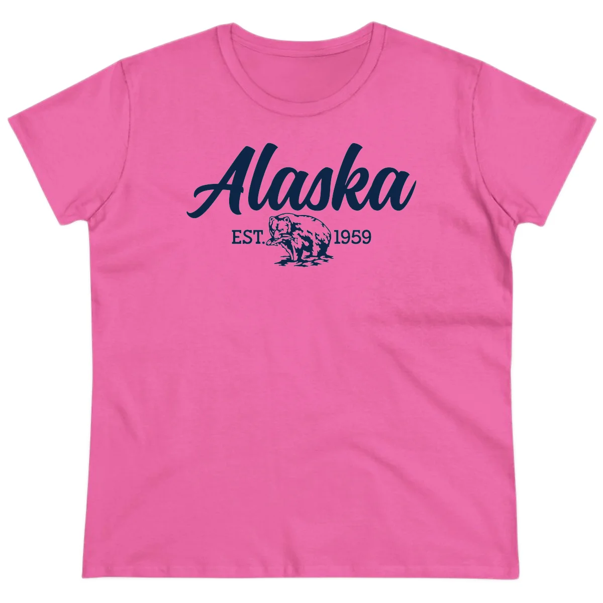 Alaskan Bear Established 1959 Ladies Tee in Azalea