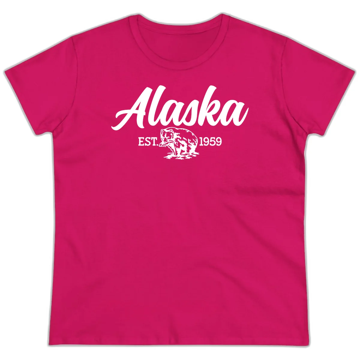 Alaskan Bear Established 1959 Ladies Tee in Heliconia