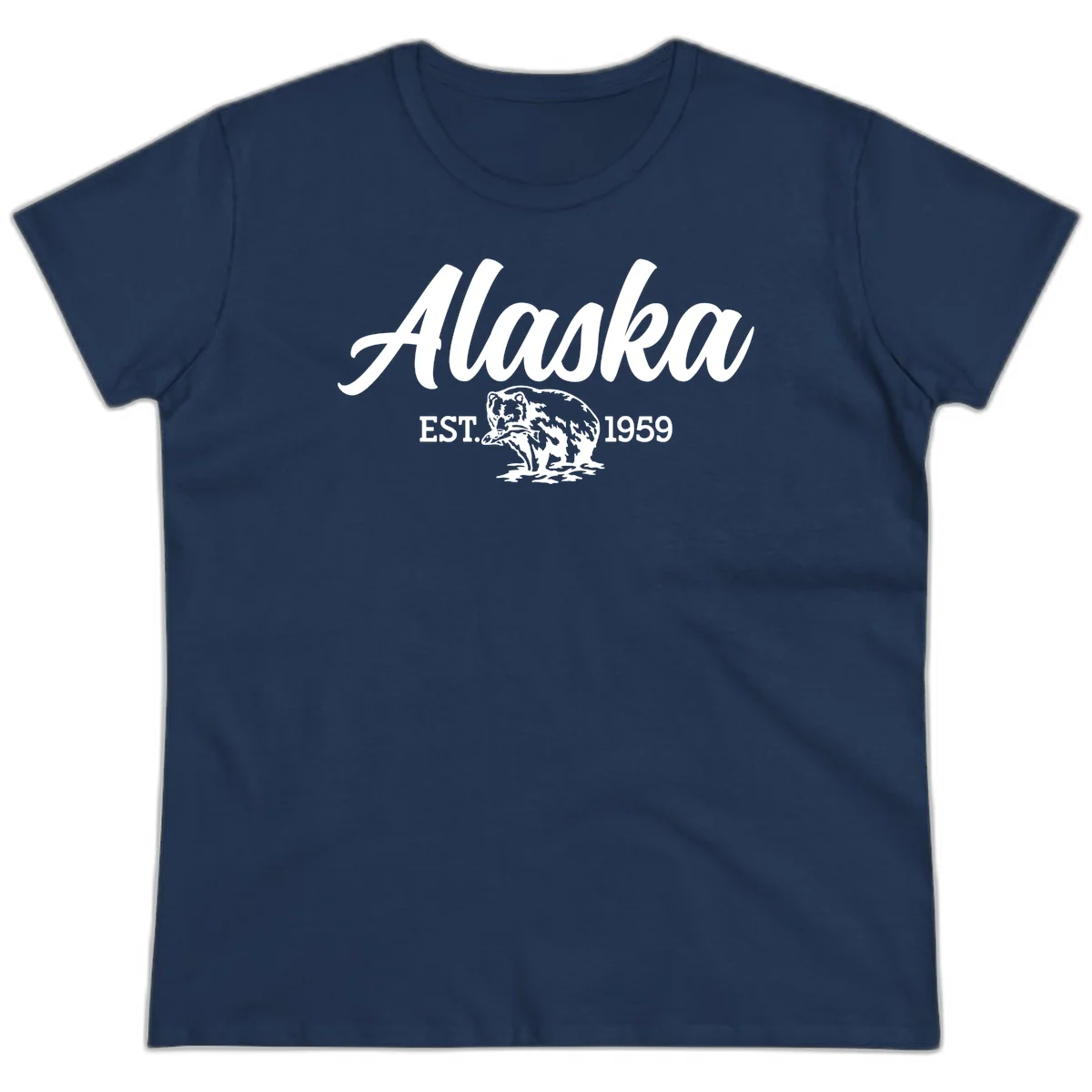 Alaskan Bear Established 1959 Ladies Tee in Navy