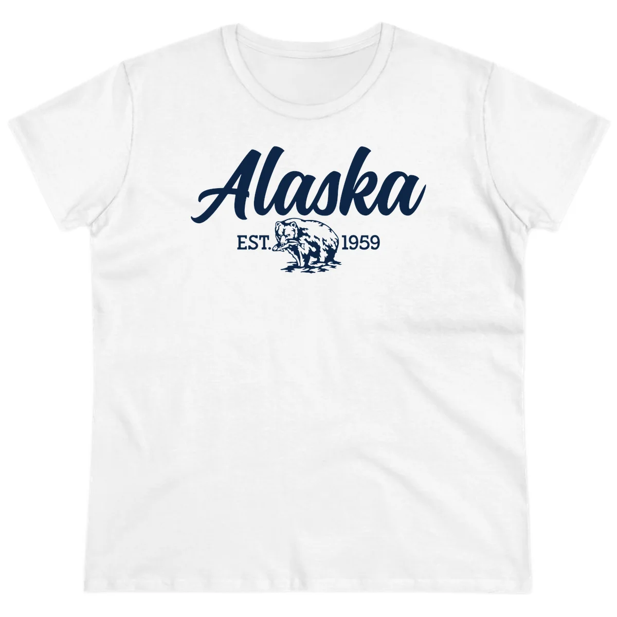 Alaskan Bear Established 1959 Ladies Tee in White