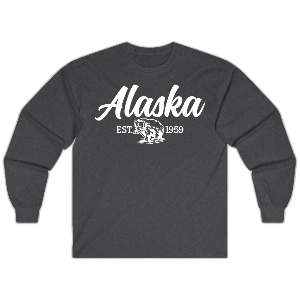 Alaskan Bear Established 1959 Long Sleeve in Dark Heather