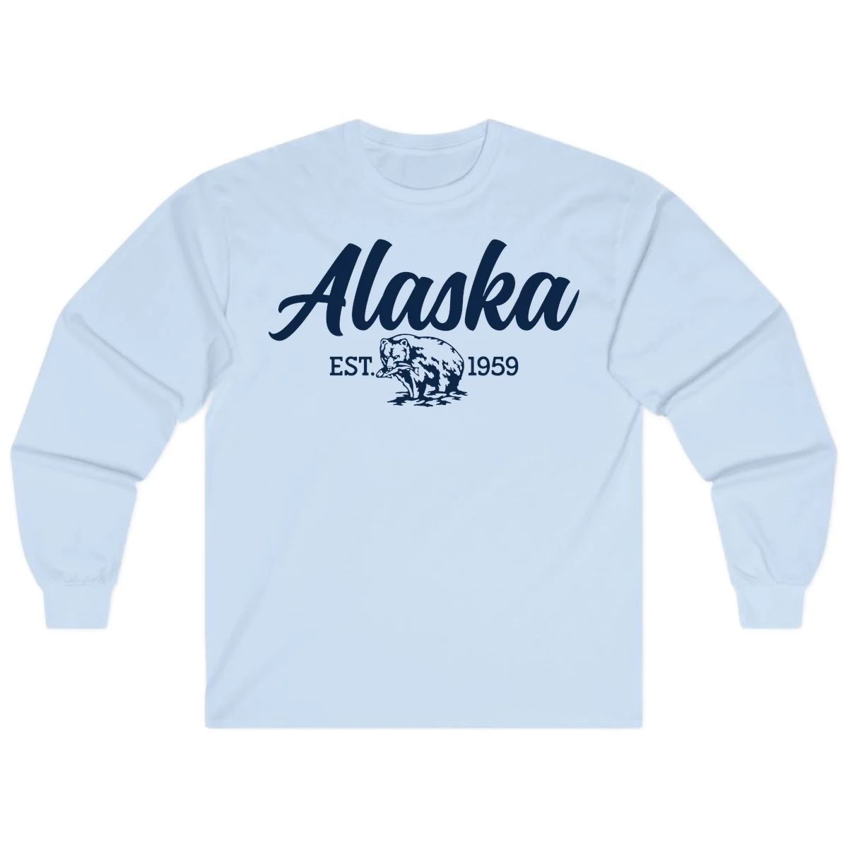 Alaskan Bear Established 1959 Long Sleeve in Light Blue