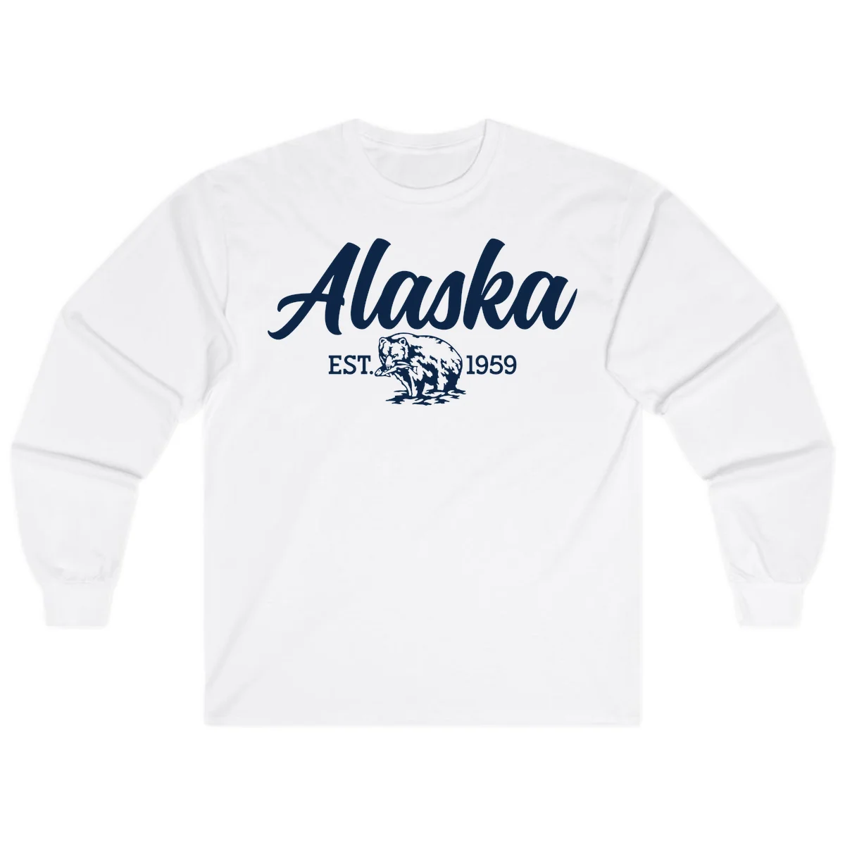 Alaskan Bear Established 1959 Long Sleeve in White