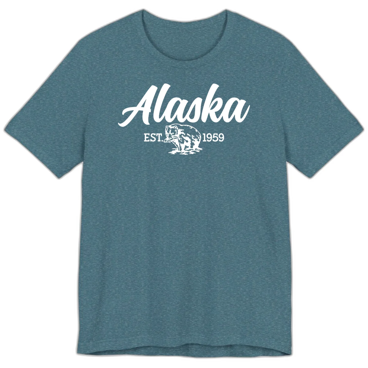 Alaskan Bear Established 1959 Premium Tee in Heather Deep Teal