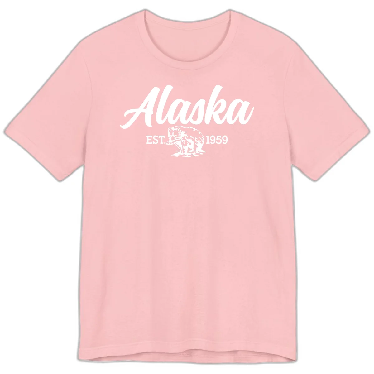 Alaskan Bear Established 1959 Premium Tee in Pink