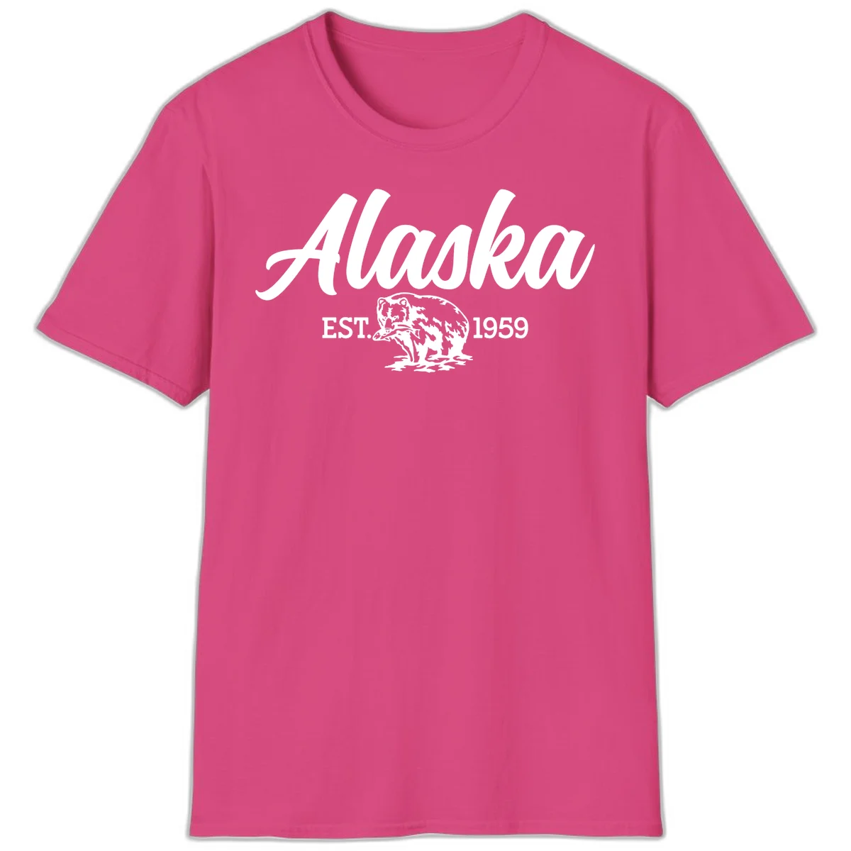 Alaskan Bear Established 1959 T-Shirt in Heliconia