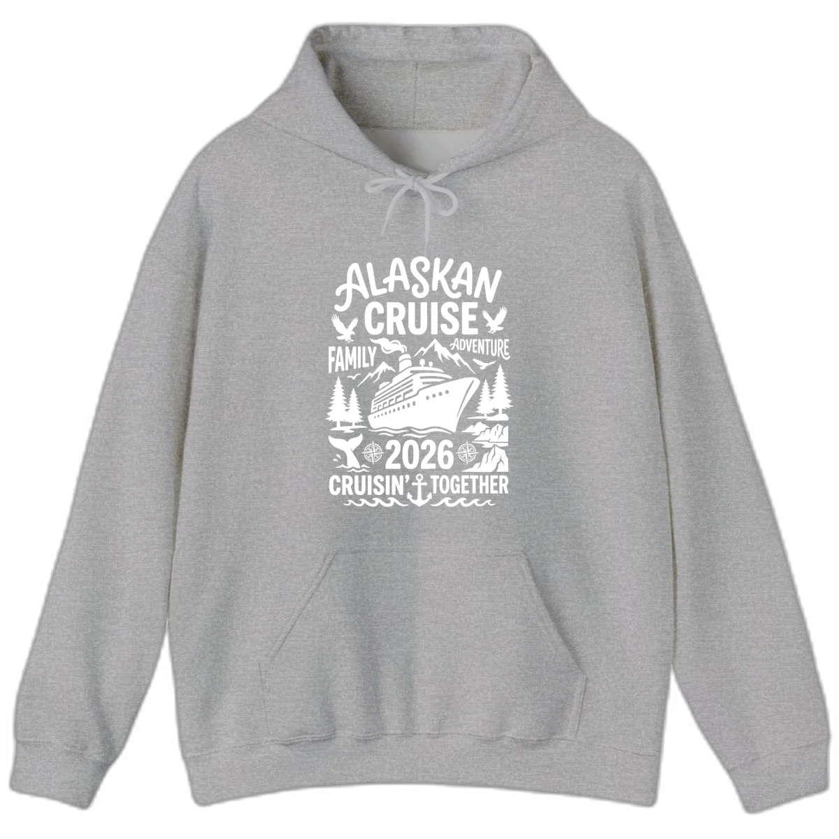 Alaskan Cruise Family Adventure 2026 Hoodie in Sport Grey