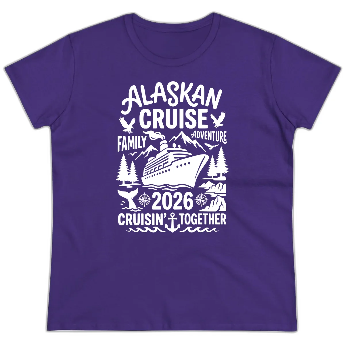 Alaskan Cruise Family Adventure 2026 Ladies Tee in Purple