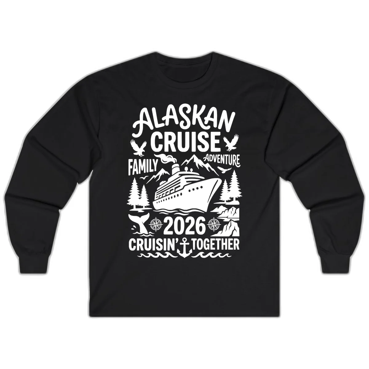 Alaskan Cruise Family Adventure 2026 Long Sleeve in Black