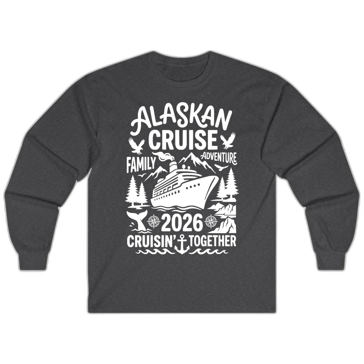 Alaskan Cruise Family Adventure 2026 Long Sleeve in Dark Heather