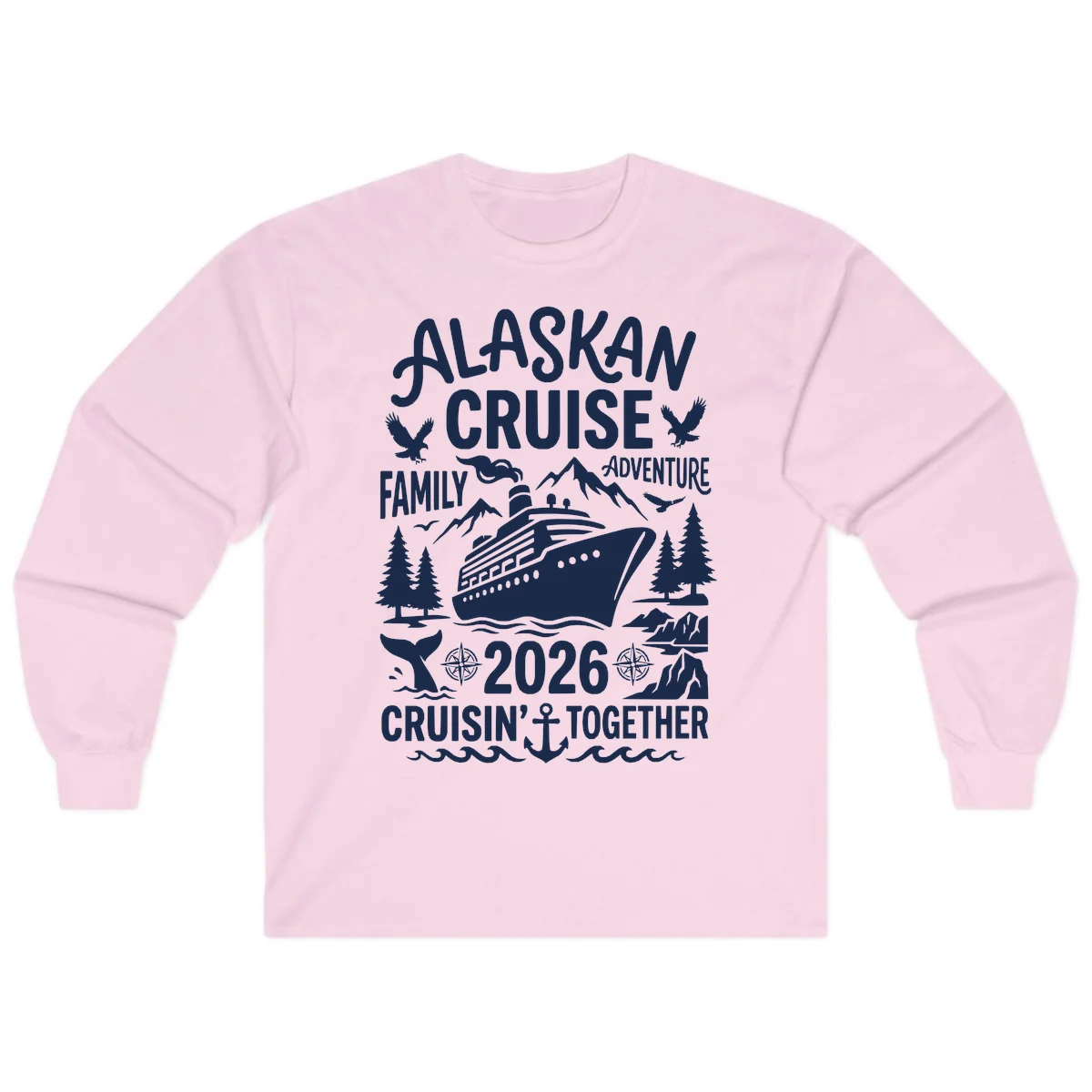 Alaskan Cruise Family Adventure 2026 Long Sleeve in Light Pink
