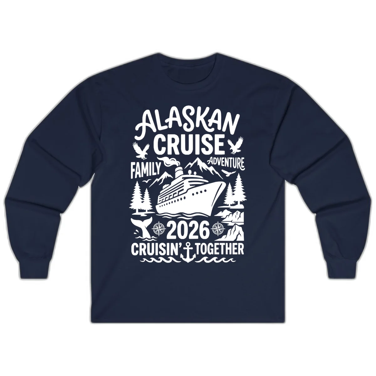 Alaskan Cruise Family Adventure 2026 Long Sleeve in Navy