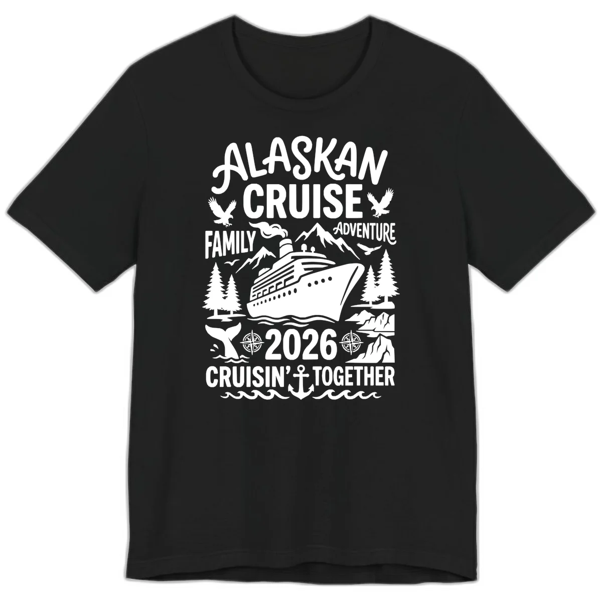 Alaskan Cruise Family Adventure 2026 Premium Tee in Black