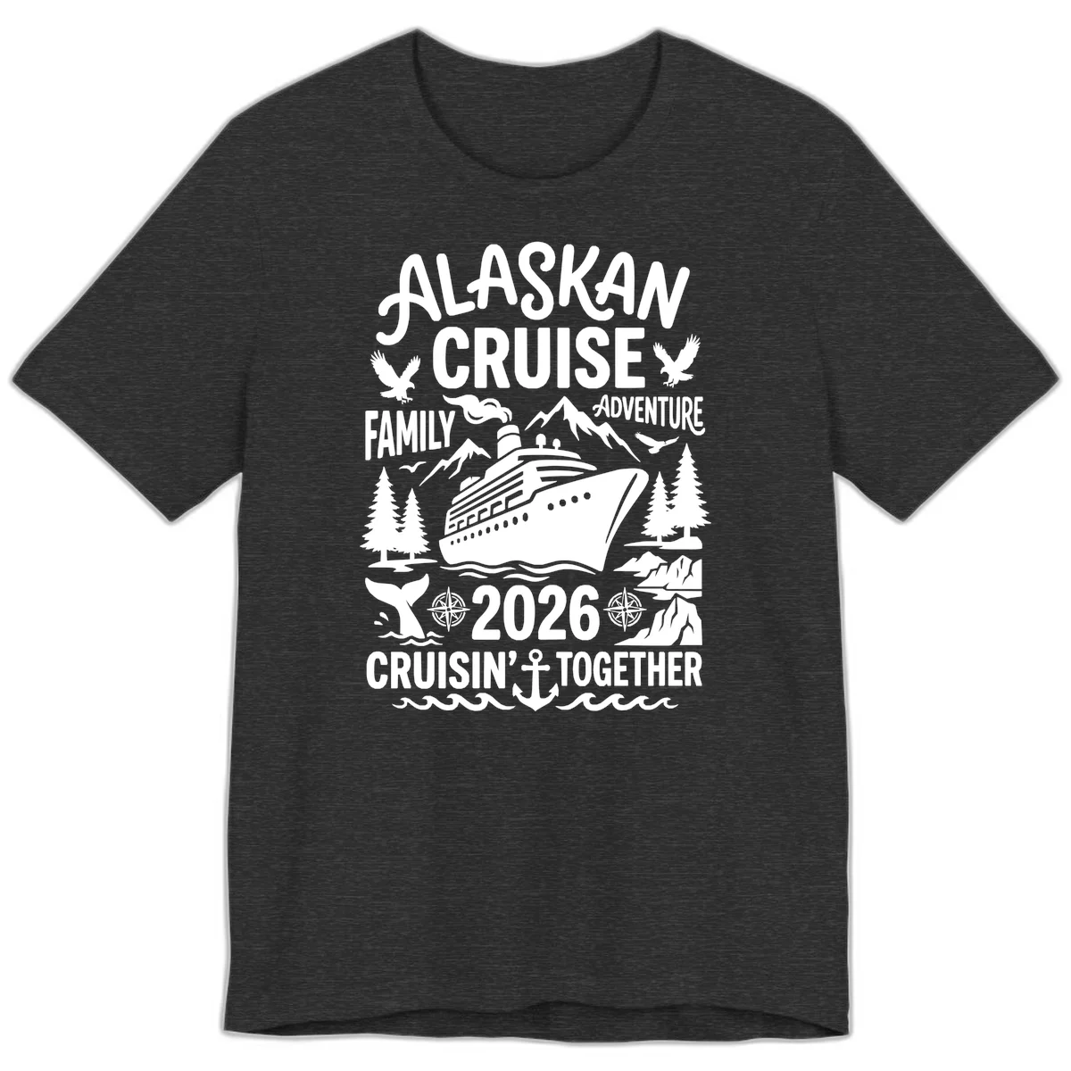 Alaskan Cruise Family Adventure 2026 Premium Tee in Dark Grey Heather