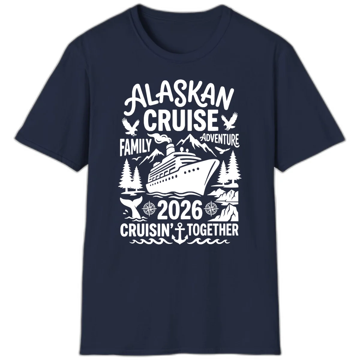Alaskan Cruise Family Adventure 2026 T-Shirt in Navy