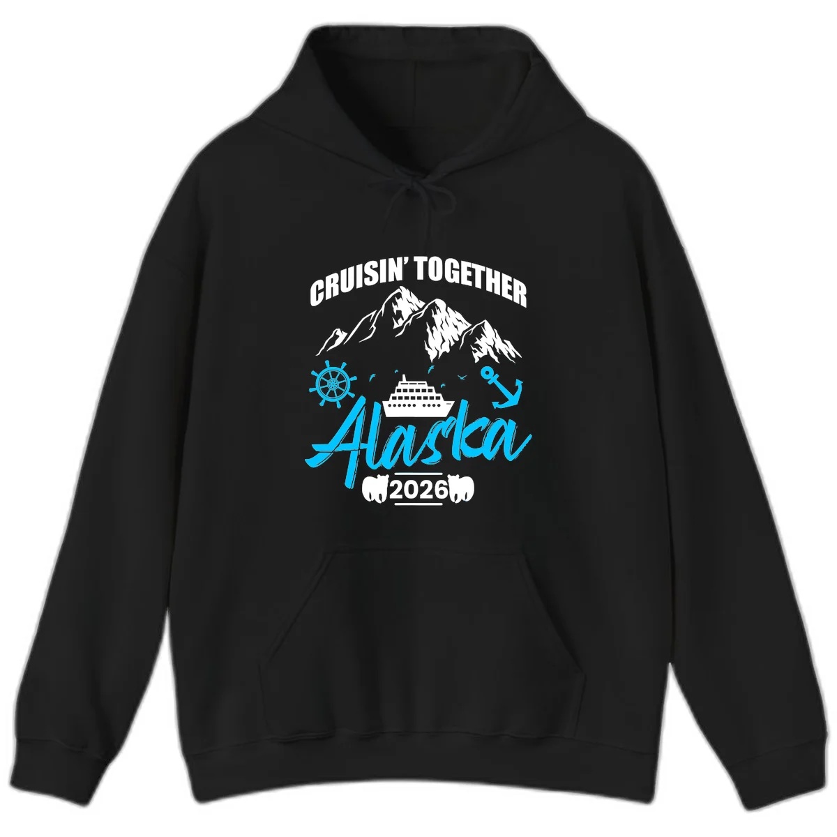 All Aboard Nautical Cruise Design Hoodie in Black