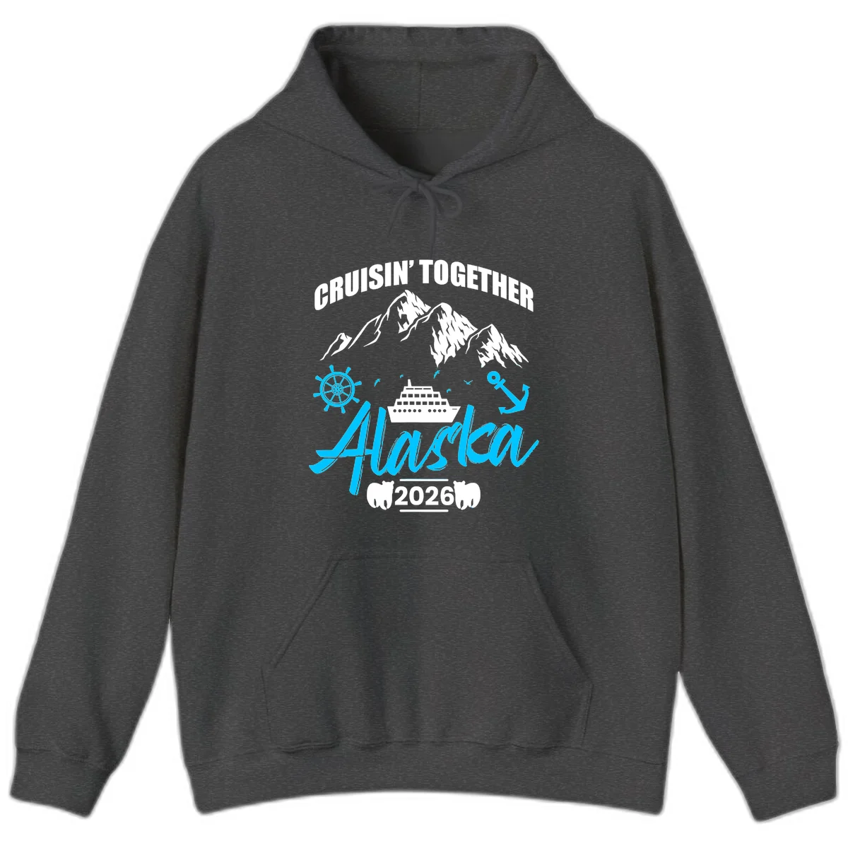 All Aboard Nautical Cruise Design Hoodie in Dark Heather
