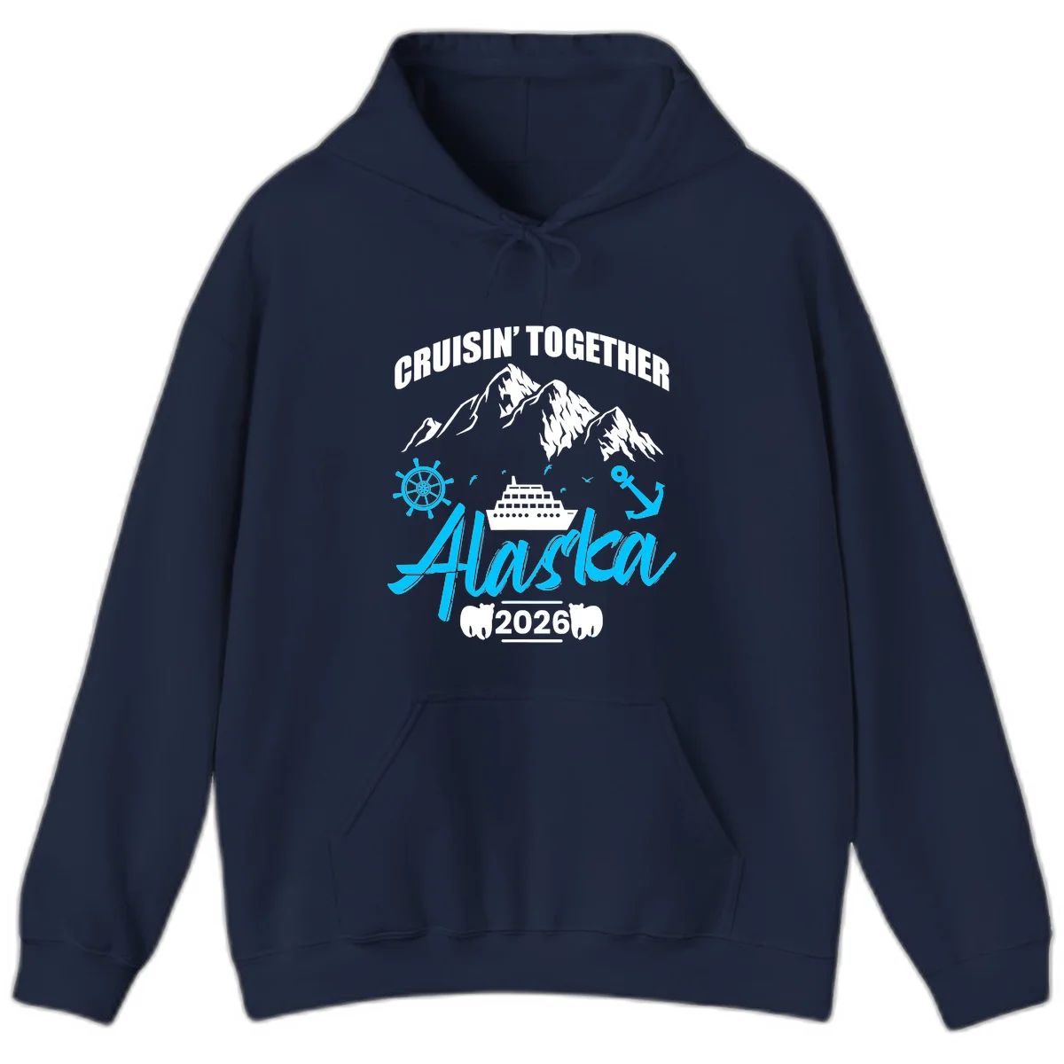 All Aboard Nautical Cruise Design Hoodie in Navy